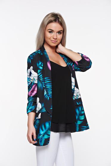SunShine black jacket casual with inside lining from elastic fabric flared