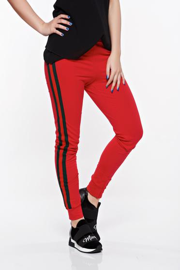 SunShine red casual tights with medium waist cotton with elastic waist