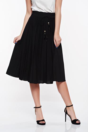 Black elegant SunShine skirt from elastic and fine fabric high waisted with laced details