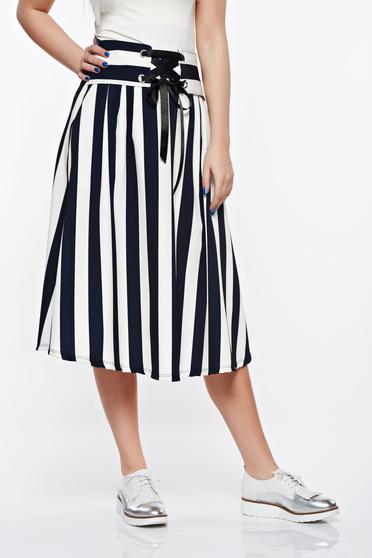 SunShine darkblue casual cloche skirt from elastic and fine fabric with pockets