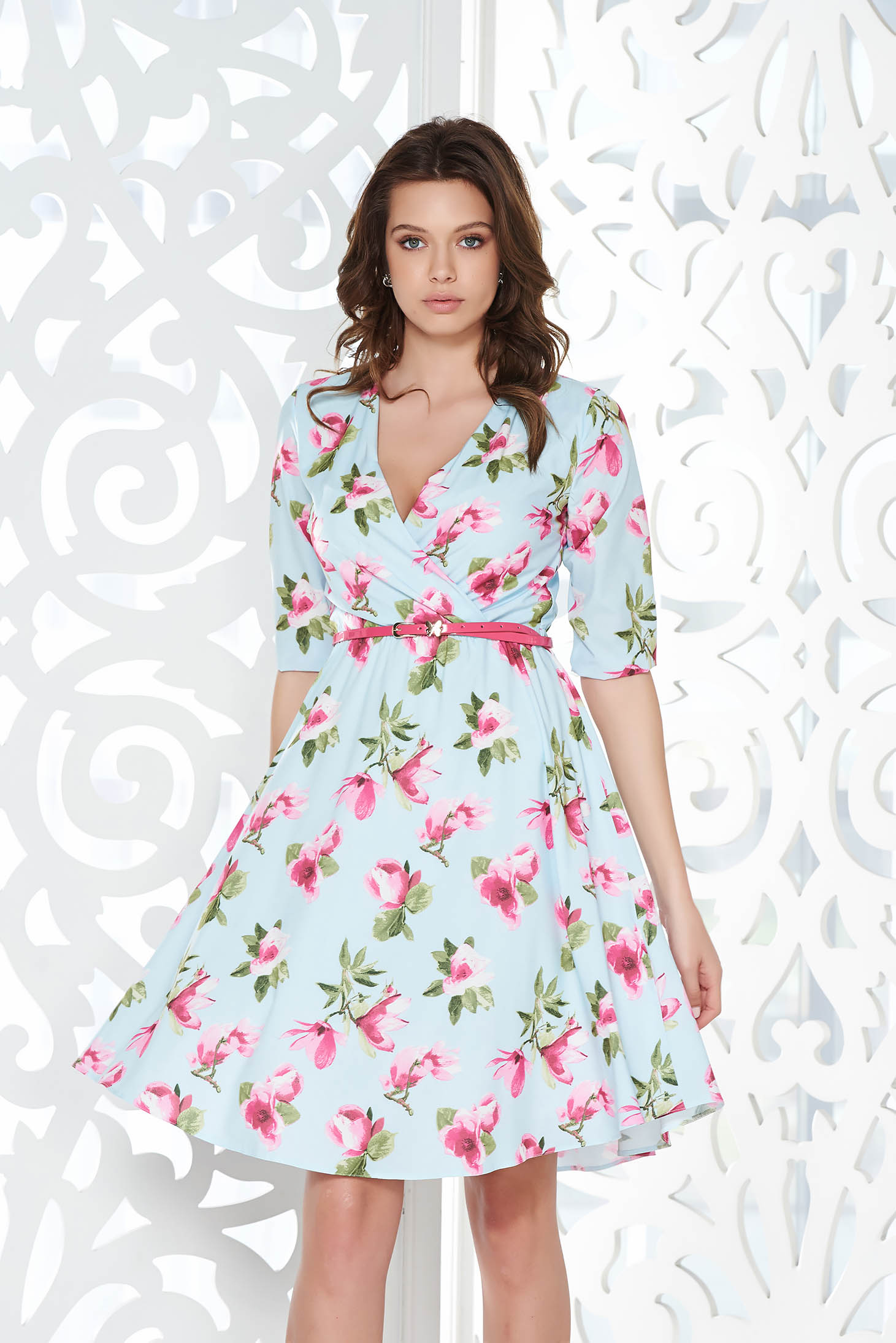 StarShinerS lightblue elegant cloche dress airy fabric with elastic waist with inside lining