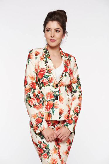 PrettyGirl cream tented office jacket slightly elastic fabric with inside lining