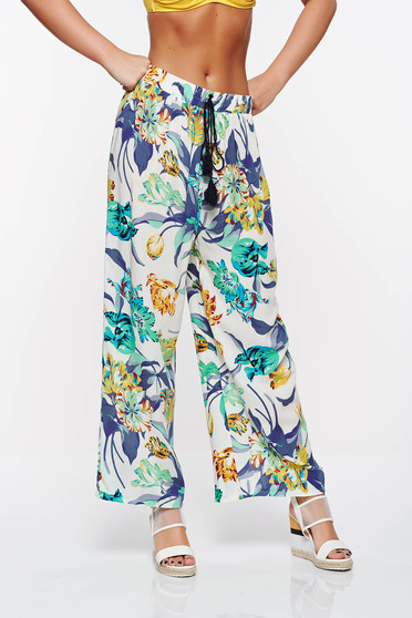 SunShine blue casual trousers with easy cut with elastic waist cotton
