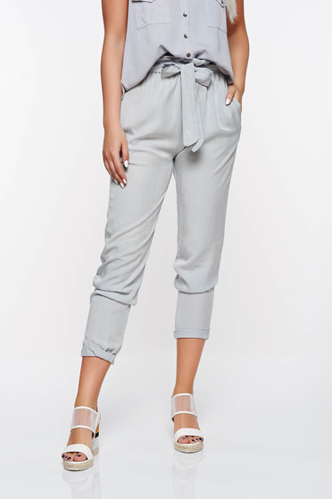 SunShine grey casual high waisted trousers with pockets nonelastic fabric