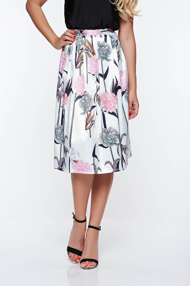SunShine white elegant cloche skirt high waisted from satin fabric texture