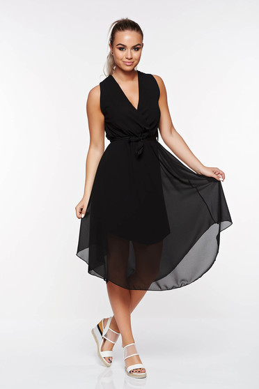 SunShine black daily dress with inside lining from veil with elastic waist