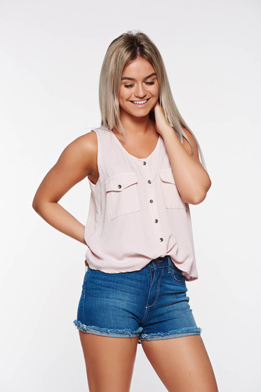 SunShine rosa casual flared top shirt nonelastic fabric soft fabric