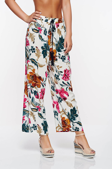 SunShine rosa casual trousers with easy cut with elastic waist cotton