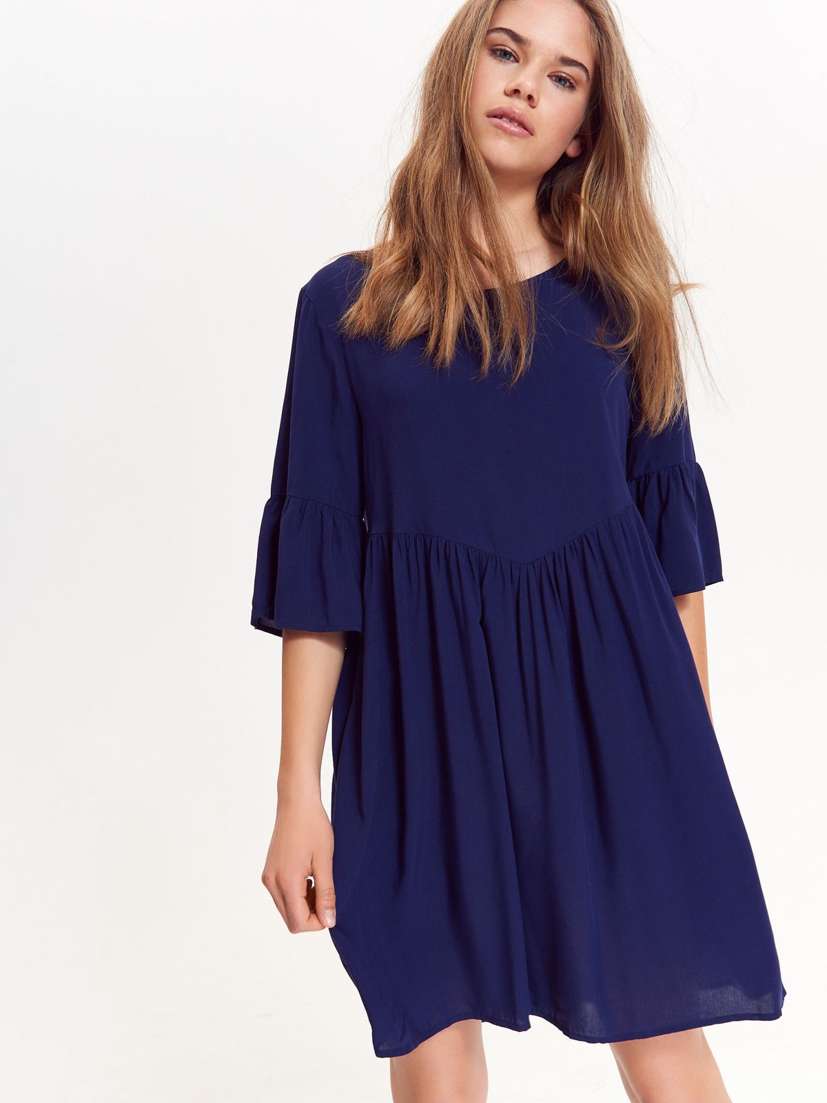 Top Secret darkblue casual flared dress airy fabric with inside lining ...