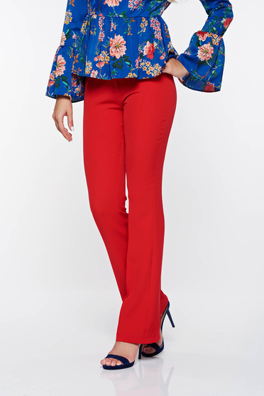 PrettyGirl red elegant trousers with medium waist flared from elastic and fine fabric