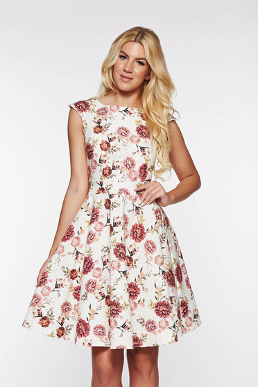 PrettyGirl rosa dress slightly elastic cotton flaring cut with floral print