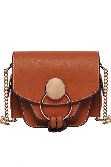 Top Secret brown casual bag from ecological leather long chain handle