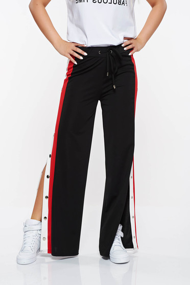 Top Secret black trousers casual with easy cut slightly elastic fabric flared