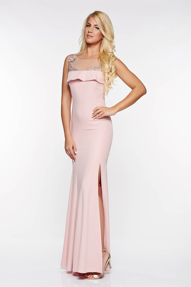 LaDonna rosa occasional dress mermaid with inside lining slightly elastic fabric with embroidery details