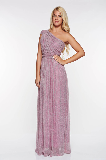 LaDonna rosa occasional dress transparent fabric with lame thread with inside lining folded up