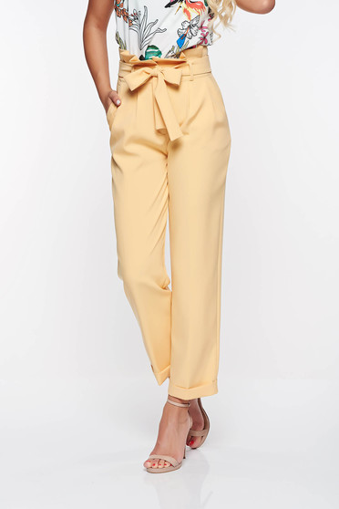 PrettyGirl yellow high waisted office trousers slightly elastic fabric with pockets