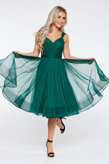 Ana Radu green cloche dress with push-up cups luxurious from tulle with inside lining