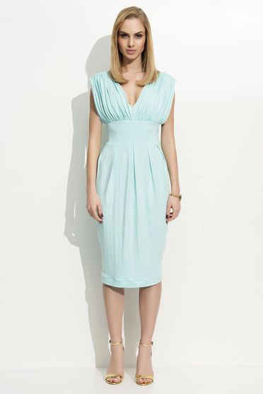Folly mint dress clubbing sleeveless midi with v-neckline thin fabric