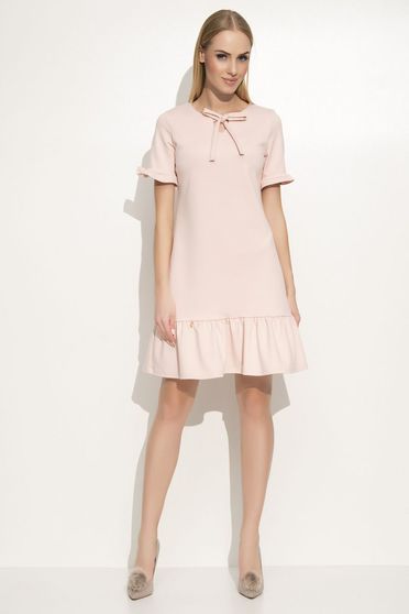 Makadamia rosa dress elegant flared slightly elastic fabric with ruffles at the buttom of the dress