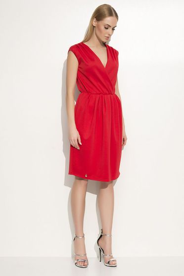 Makadamia red dress elegant flared with elastic waist airy fabric