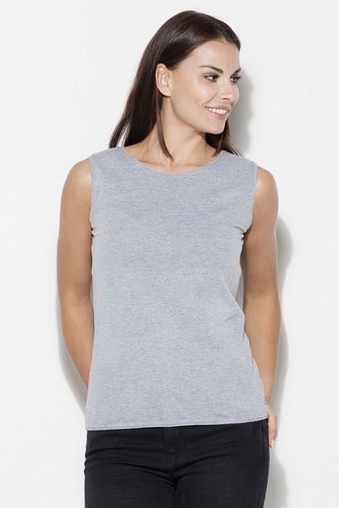 Katrus grey top shirt casual short cut cotton