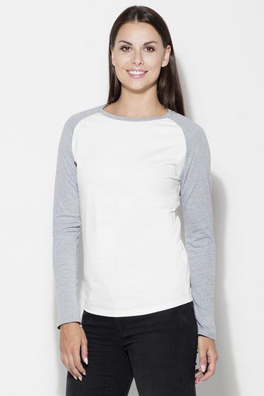 Katrus grey women`s blouse casual long sleeve cotton