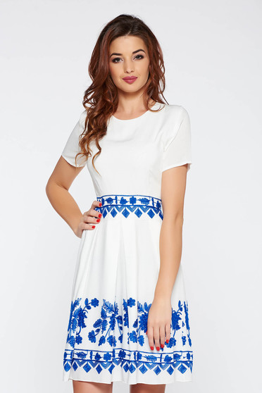 White dress casual cloche with embroidery details