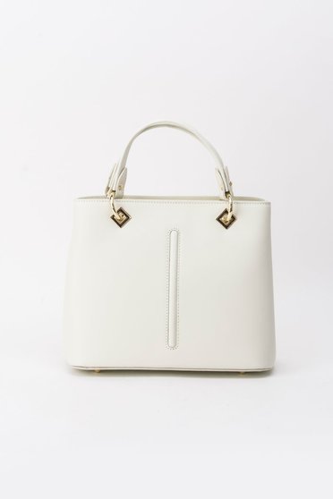 Nude office bag natural leather with metal accessories