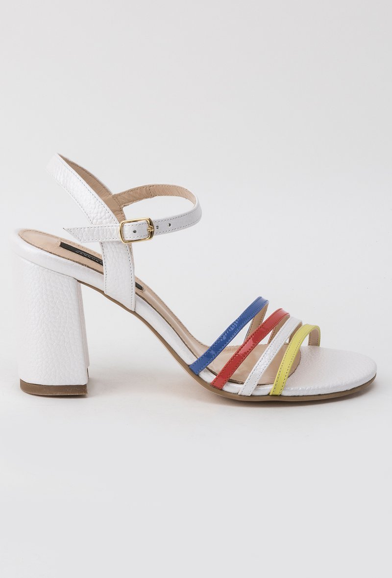 heeled leather sandals with thin straps