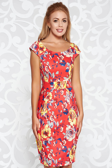 Red elegant daily dress with tented cut cotton