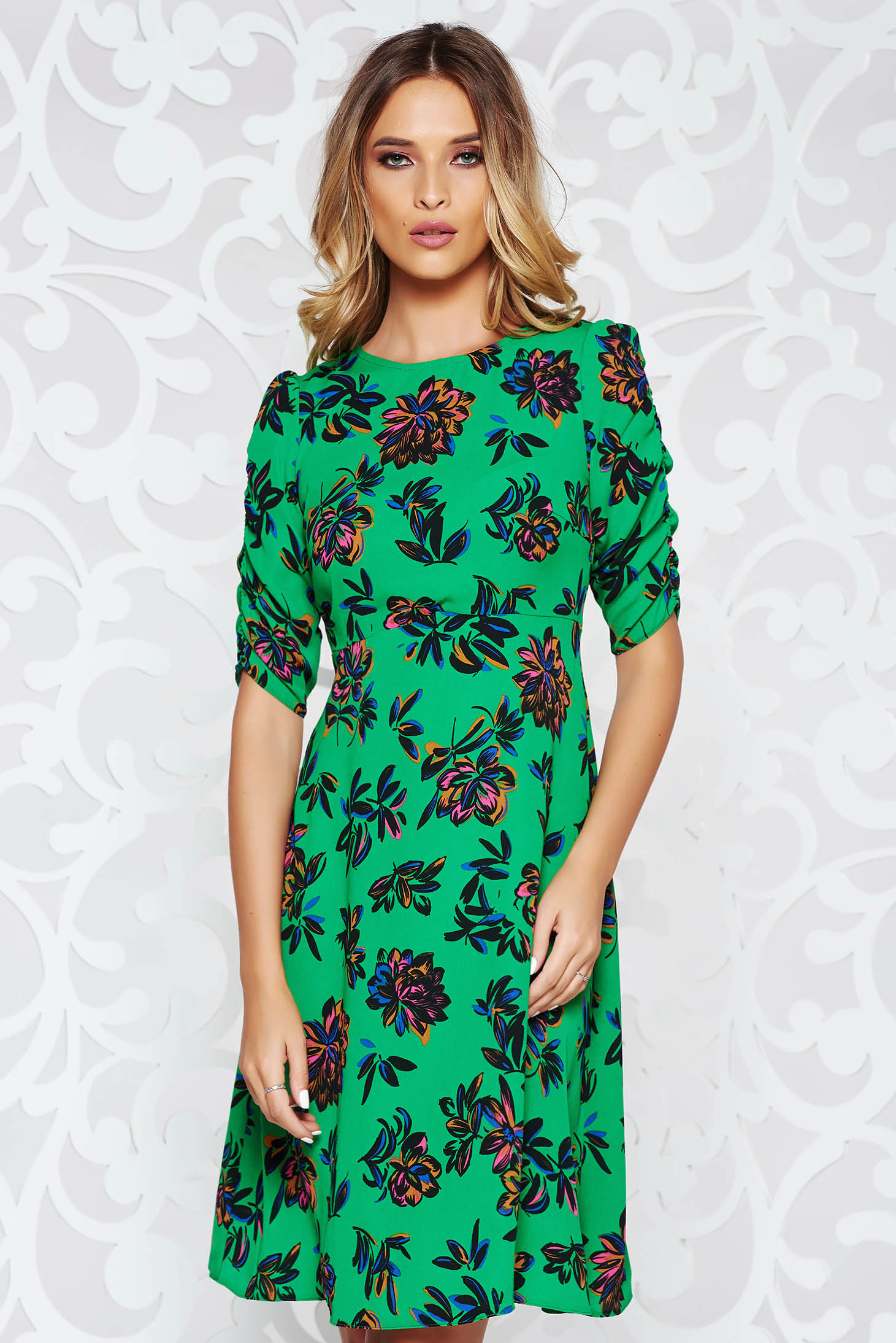 patterned green dress