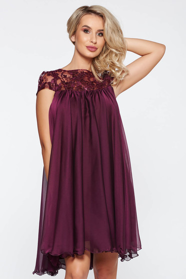 Artista purple occasional with easy cut dress with embroidery details from veil with inside lining