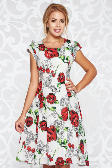Grey casual cloche dress thin fabric with floral prints with inside lining