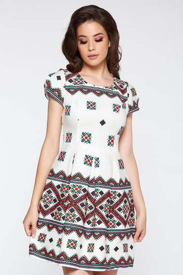 White elegant cloche dress nonelastic cotton