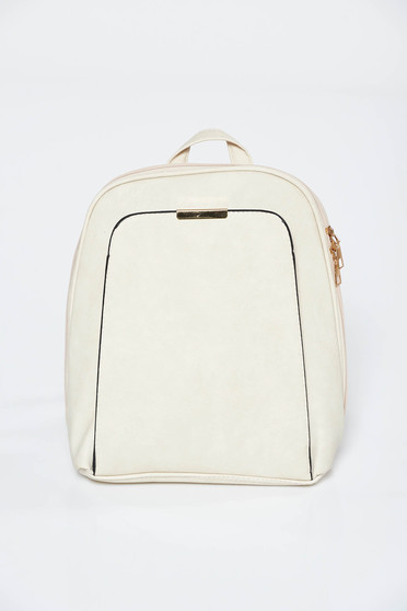 Cream backpacks casual from ecological leather with metallic aspect