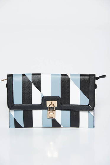 Grey bag clutch from ecological leather with metalic accessory