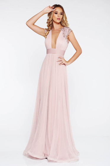 Ana Radu rosa occasional cloche dress with small beads embellished details with embroidery details with push-up cups