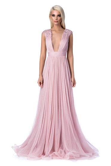 Ana Radu rosa occasional cloche dress with small beads embellished details with embroidery details with push-up cups