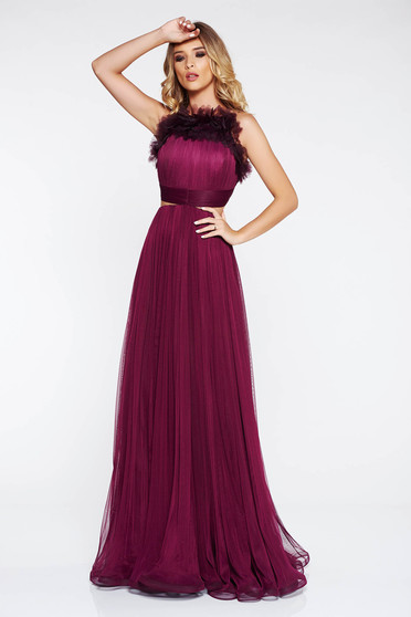 Dress purple Ana Radu occasional long cloche from tulle bare back