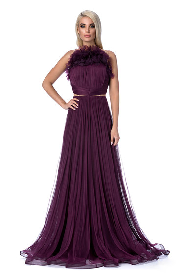 Dress purple Ana Radu occasional long cloche from tulle bare back