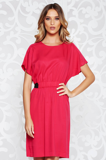 Fuchsia daily flared dress airy fabric with elastic waist