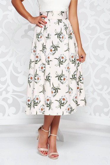 StarShinerS rosa skirt elegant flared high waisted with front pockets