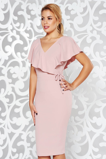 StarShinerS rosa dress elegant pencil from elastic fabric with v-neckline