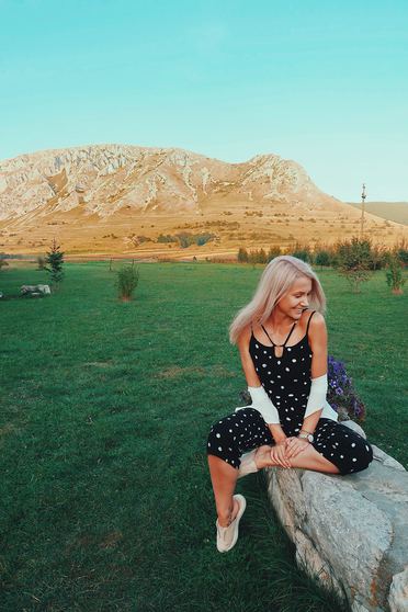 StarShinerS black casual jumpsuit with straps airy fabric with dots print