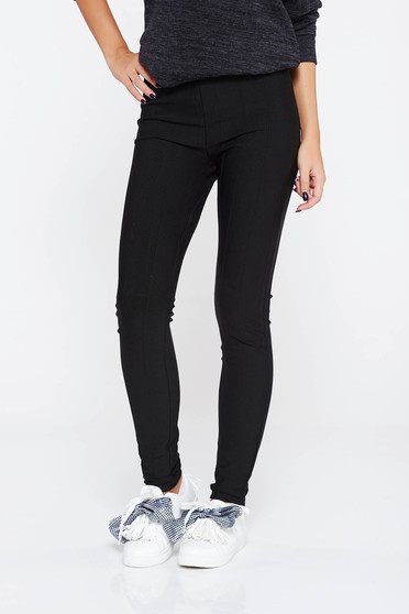 SunShine black trousers casual high waisted from elastic fabric with tented cut