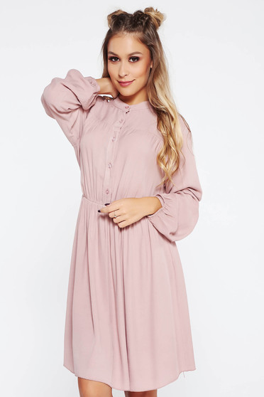 SunShine rosa dress casual with elastic waist cloche airy fabric