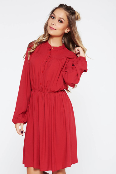 SunShine burgundy dress casual with elastic waist cloche airy fabric