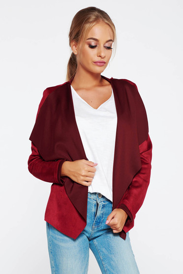 SunShine burgundy cardigan casual with easy cut from velvet fabric from soft fabric