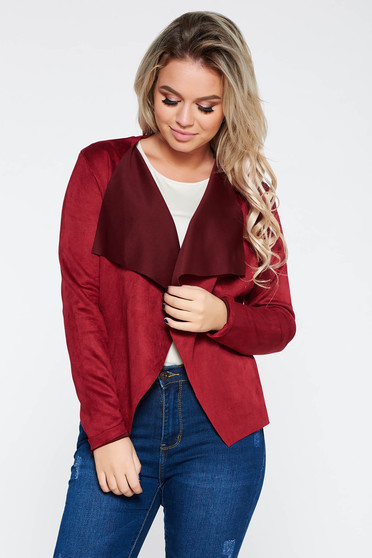 SunShine burgundy cardigan casual with easy cut from velvet fabric from soft fabric
