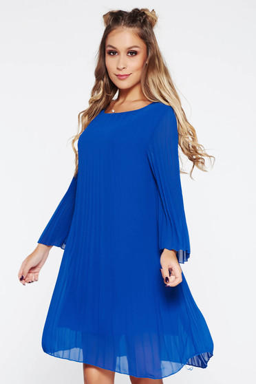 Daily folded up dress with easy cut transparent fabric blue